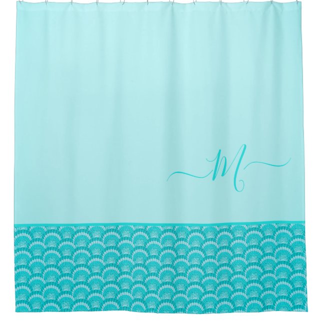 Rideaux De Douche Moderne Tropical Turquoise Turquoise Aqua Blue Sea (Devant)