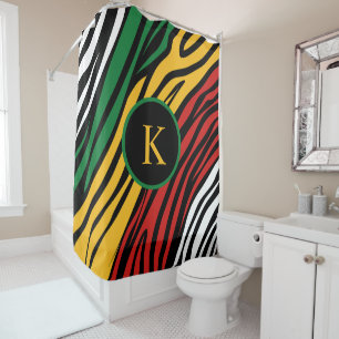 Rideaux De Douche Mois de l'histoire des Noirs Monogramme Rouge Vert