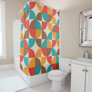 Rideaux De Douche Moitié-cercles colorés du milieu du siècle Motif