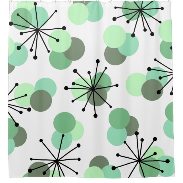 Rideaux De Douche Molécules de l'âge atomique Mint Green (Devant)