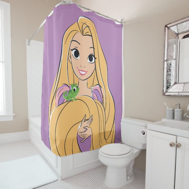 Rideaux De Douche Moment magique Rapunzel & Pascal (En situation)