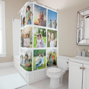 Rideaux De Douche Moments au coeur : Personnalisable 9 Photo Collage