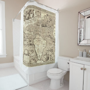 Rideaux De Douche Monde Carte Montres Océan Atlantique