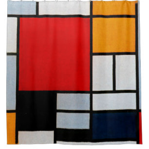 Rideaux De Douche Mondrian - Composition avec grand plan rouge