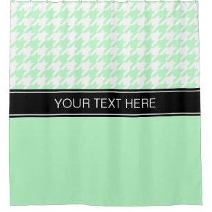 Rideaux De Douche Monnaie Blanc Houndstooth CB Noir Nom Monogramme