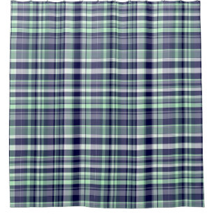 Rideaux De Douche Monnaie, Bleu Marine, Blancs Preppy Madras Plaid
