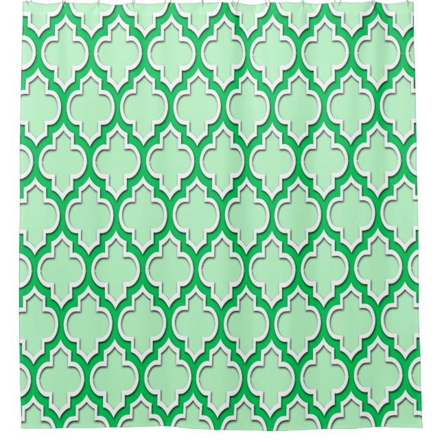 Rideaux De Douche Monnaie Emeraude Vert Blanc XL Marocain #4DS (Devant)