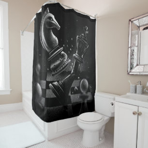 Rideaux De Douche Monochrom d'échecs dramatique