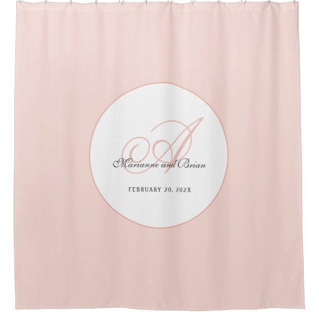 Rideaux De Douche Monogram Blush Pink and White (Devant)