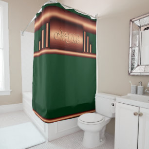 Rideaux De Douche monogramme Art déco sur laiton et vert Killarney