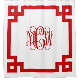 Rideaux De Douche Monogramme blanc vigne rouge do-it-yourself BG & c