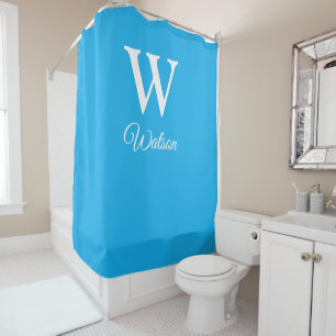 Rideaux De Douche Monogramme bleu cérusé moderne