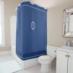 Rideaux De Douche Monogramme bleu et blanc de Chelsea