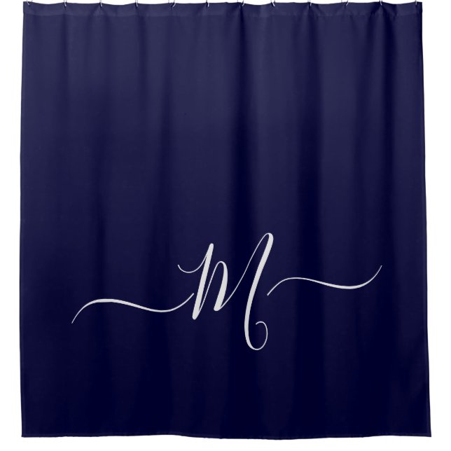 Rideaux De Douche Monogramme bleu marine initiale (Devant)