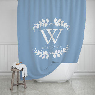 Rideaux De Douche Monogramme bleu périphérique