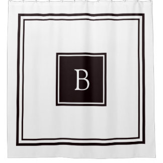 Rideaux De Douche Monogramme carré noir et blanc de cadre