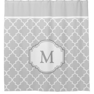 Rideaux De Douche Monogramme de Motif en mosaïque gris gris blanc