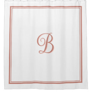 Rideaux De Douche Monogramme de script à double bordure or rose élég