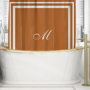 Rideaux De Douche Monogramme de script minimaliste   Burnt Orange Ki