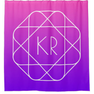 Rideaux De Douche Monogramme géométrique cool Violette violette ma