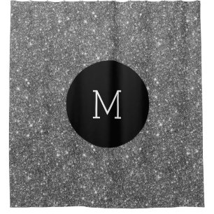 Rideaux De Douche Monogramme Girly de Faux de motif argenté de