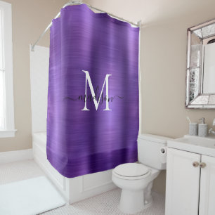 Rideaux De Douche Monogramme Girly de monogramme de métal brossé noi