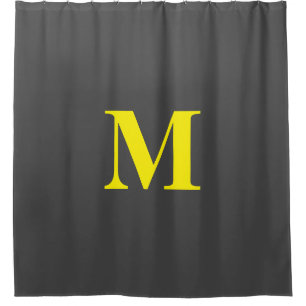 Rideaux De Douche Monogramme gris foncé gris jaune gris initial Déco
