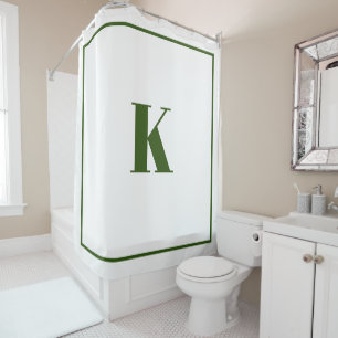 Rideaux De Douche Monogramme Initiales Nom personnalisé Forêt Vert B