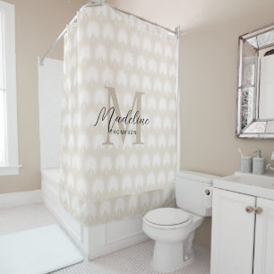 Rideaux De Douche Monogramme minimaliste Chic Beige Anahaw Feuille d