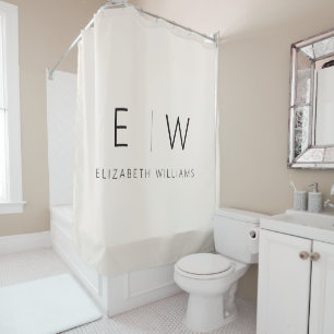 Rideaux De Douche Monogramme minimaliste moderne neutre et élégant