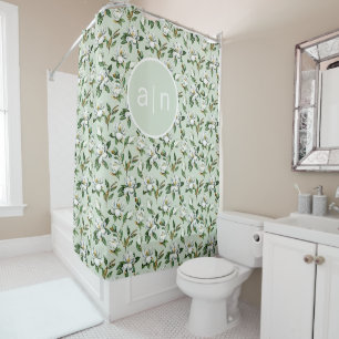 Rideaux De Douche Monogramme moderne blanc Magnolia