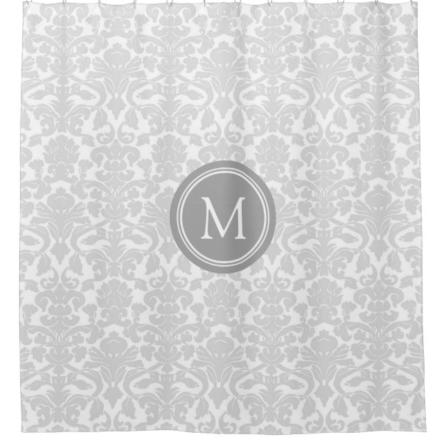 Rideaux De Douche Monogramme Monogramme Couleur de douche gris blanc (Devant)