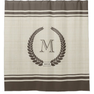 Rideaux De Douche Monogramme neutre de fantaisie de style de toile