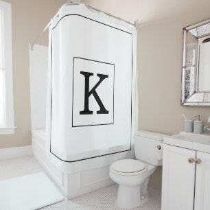 Rideaux De Douche Monogramme Nom personnalisé initial Noir blanc 202