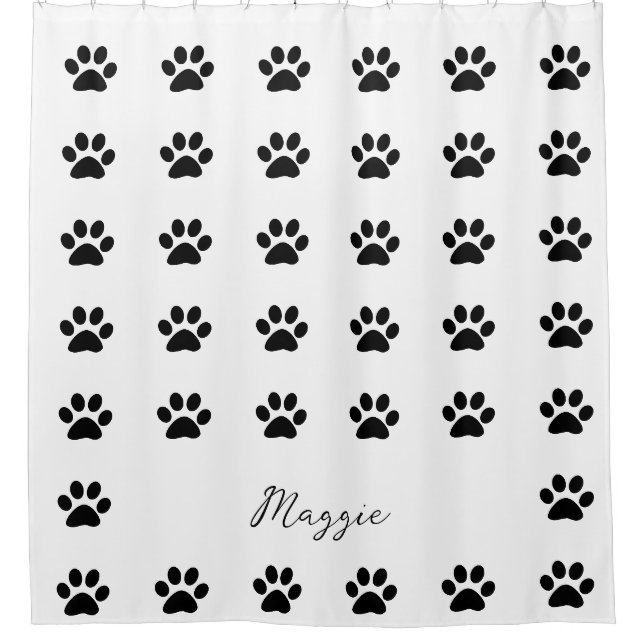 Rideaux De Douche Monogramme Nom personnalisé Motif Empreinte de pat (Devant)
