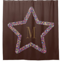 Monogramme pailleté étoile marron élégant 