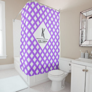 Rideaux De Douche monogramme pourpre et nom complet