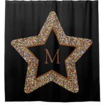 Monogramme scintillant étoile marron élégant 