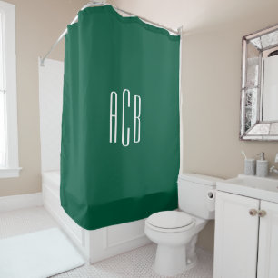 Rideaux De Douche Monogramme simple Hunter Green à trois lettres