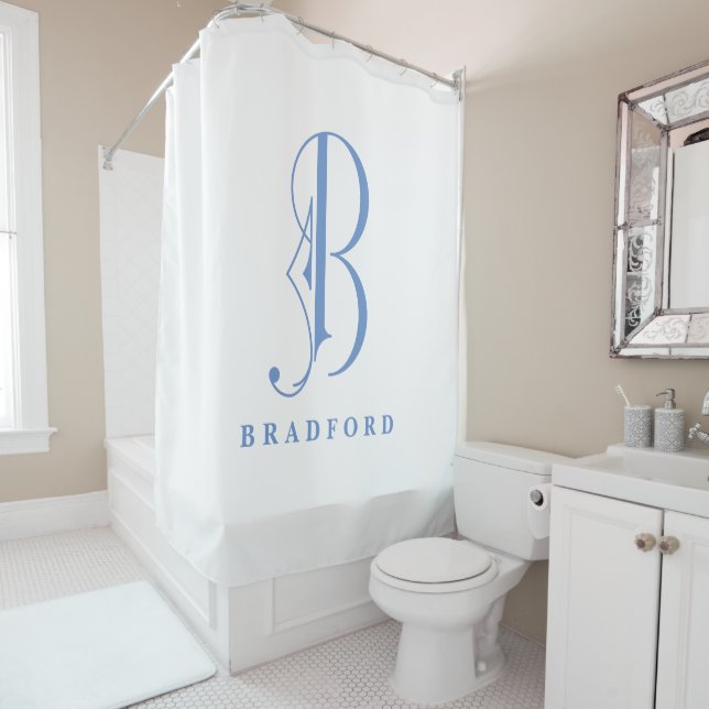Rideaux De Douche Monogramme sophistiqué et élégant B personnalisé (En situation)