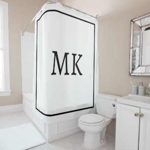 Rideaux De Douche Monogrammes Nom noir blanc Couleur personnalisée m