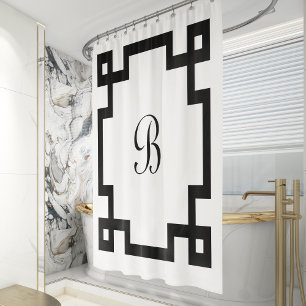 Rideaux De Douche Monographie de clé grecque noire