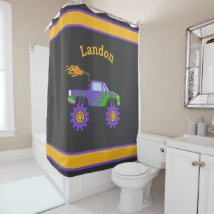 Rideaux De Douche Monster Truck Nom personnalisé Enfants Amusants