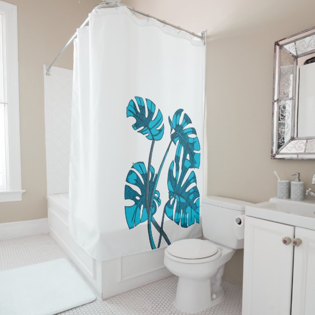 Rideaux De Douche Monstera, design tropical et lunatique ! (En situation)
