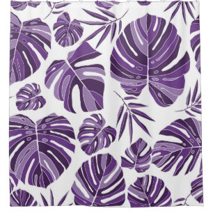 Rideaux De Douche Monstère violet tropicale feuilles sans couture mo
