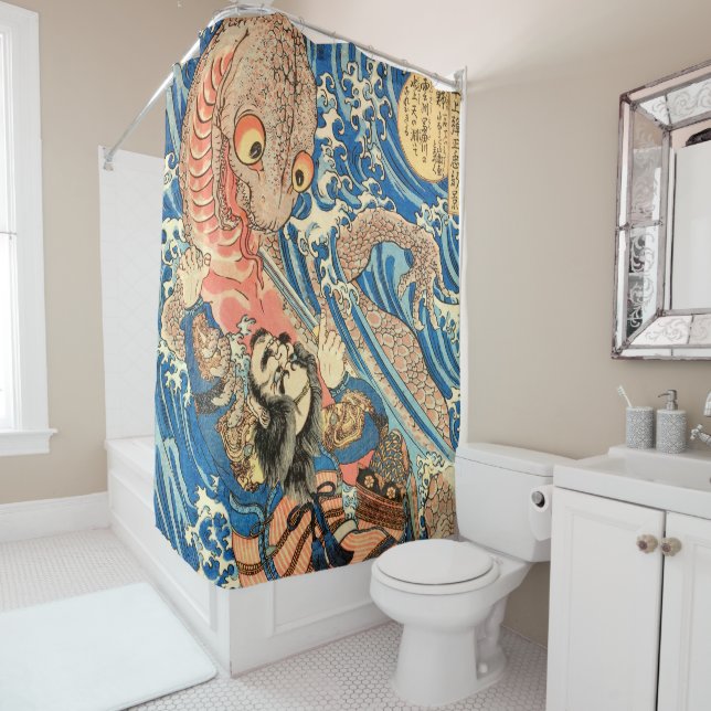 RIDEAUX DE DOUCHE MONSTRE DE COMBAT SAMURAI (En situation)