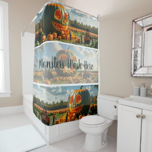 Rideaux De Douche Monstres Laver ici - Citrouille géant Carving