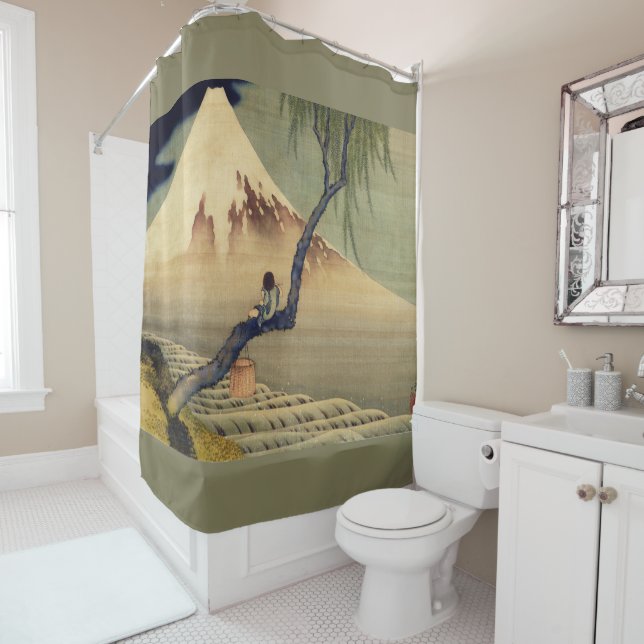 Rideaux De Douche Mont Fuji Japonais Vintage (En situation)