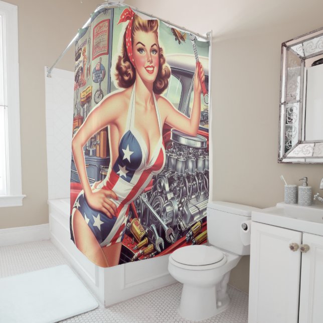 Rideaux De Douche Montage mécanique vintage (En situation)