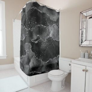 Rideaux De Douche Moody Agate Onyx Black Silver Vampy Goth Parties